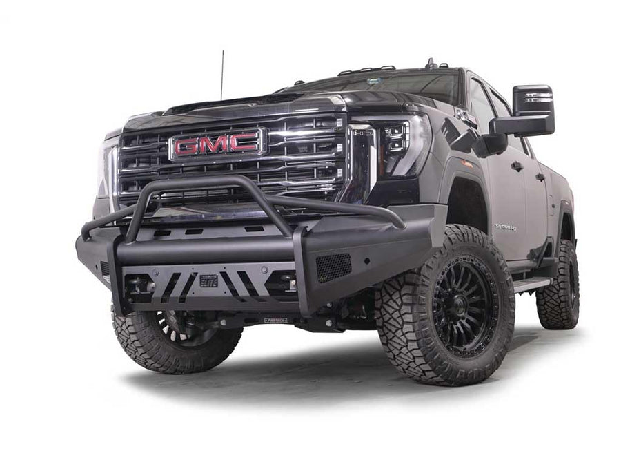 Fab Fours Elite Black Steel Front Bumper for GMC 2500/3500
