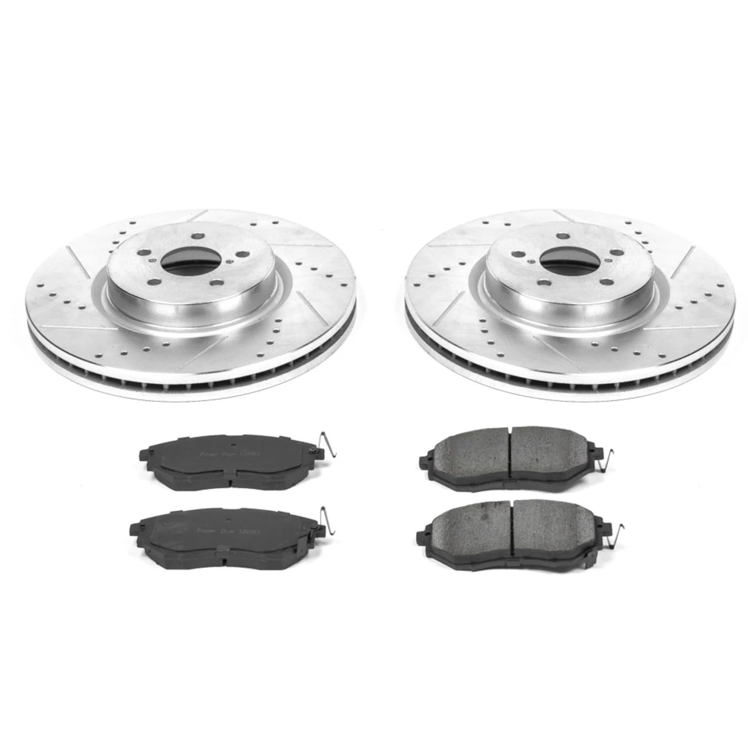 Power Stop K285 Z23 Carbon Fiber Brake Pads with Drilled & Slotted Brake Rotors Kit