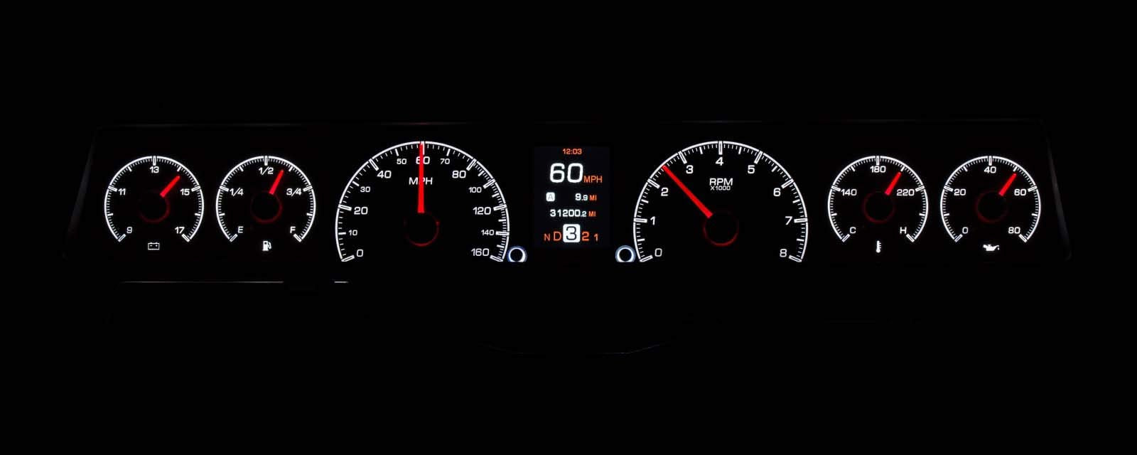Dakota Digital 66-67 Customizable Gauges Kit Chevy Nova Black HDX-66C-NOV-K
