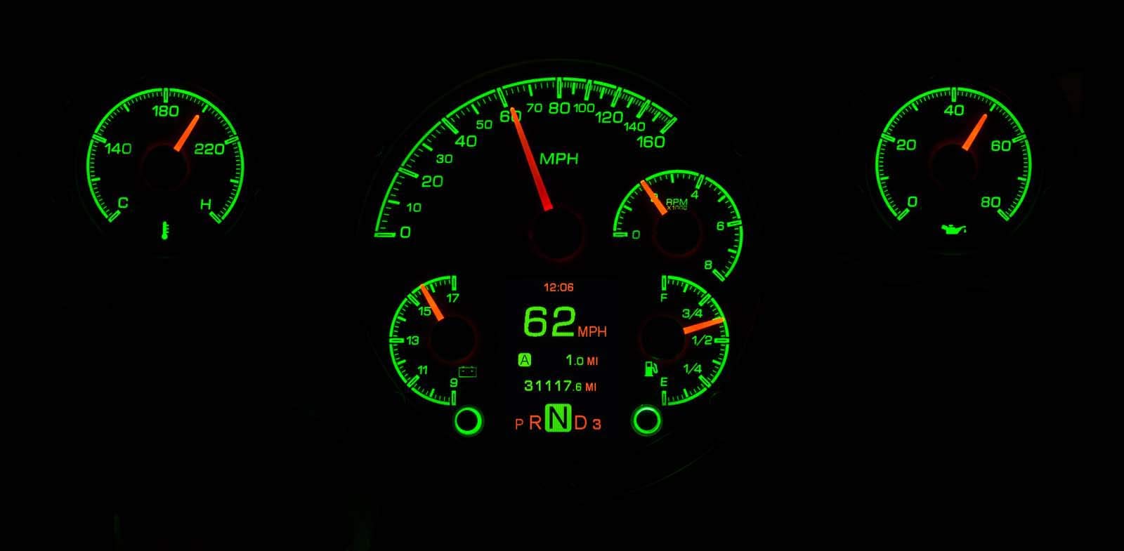57 Chevy Dakota Digital Customizable Gauge System Kit Silver Alloy HDX-57C-S