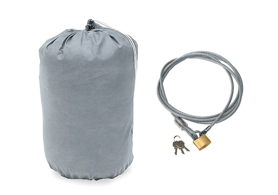 RAMPAGE PRODUCTS Jeep Wrangler JK/JL Full Car Cover | With Lock, Cable & Storage Bag, 4-Layer, Breathable, Grey | 1203 | Fits 2007-2018 Jeep Wrangler JK / 2018-2025 Jeep Wrangler JL