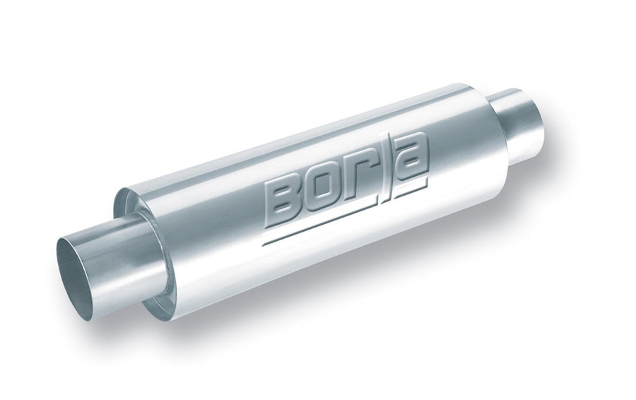 BORLA XR-1 Sportsman Racing Muffler 40086 - 3.5" Center Inlet/ 3.5" Center Outlet 5" Round x 15" Long Body 20" Overall Length Universal Part Reversible Design