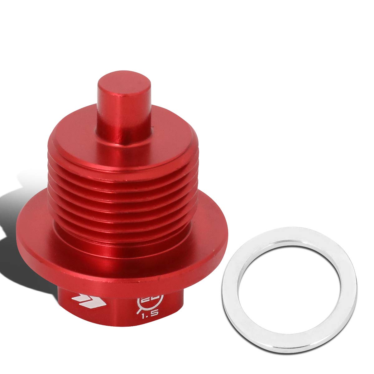 Magnetic Oil Drain Plug NRG Innovations, M20 X 1.5 Thread Size Engine Oil Drain Nut w/Washer, Red, T-6061 Aluminum w/Stainless Steel Internal Magnet, NRG-NOP-300RD