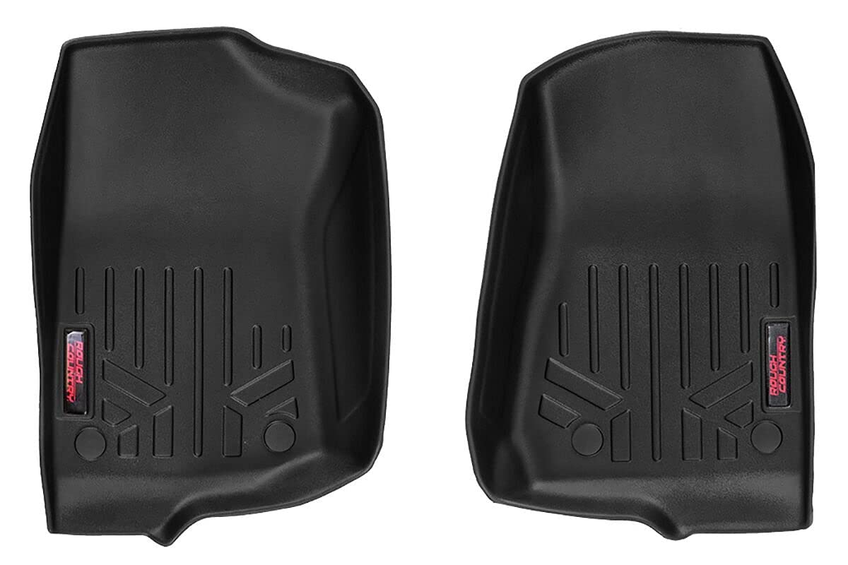 Rough Country Floor Mats Front for 18-22 Jeep Wrangler JL/Gladiator JT - M-6150 Black