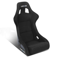 NRG Innovations Fixed Back NRG-RSC-302CF-BL Bucket Racing Seat with Universal Side Mount Bracket, Blue Carbon Fiber Back