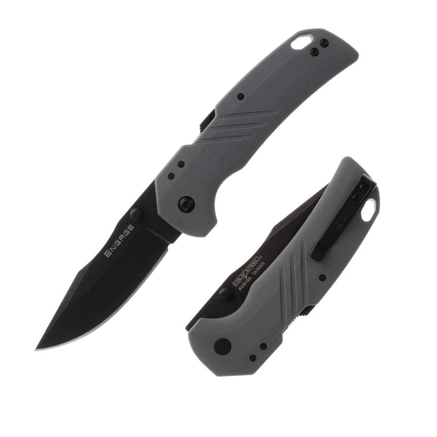 COLD STEEL 3in Engage AUS10A Steel Clip Point Blade 4.25in Grey G10 Handle Everyday Carry Tactical Ambidextrous Folding Knife