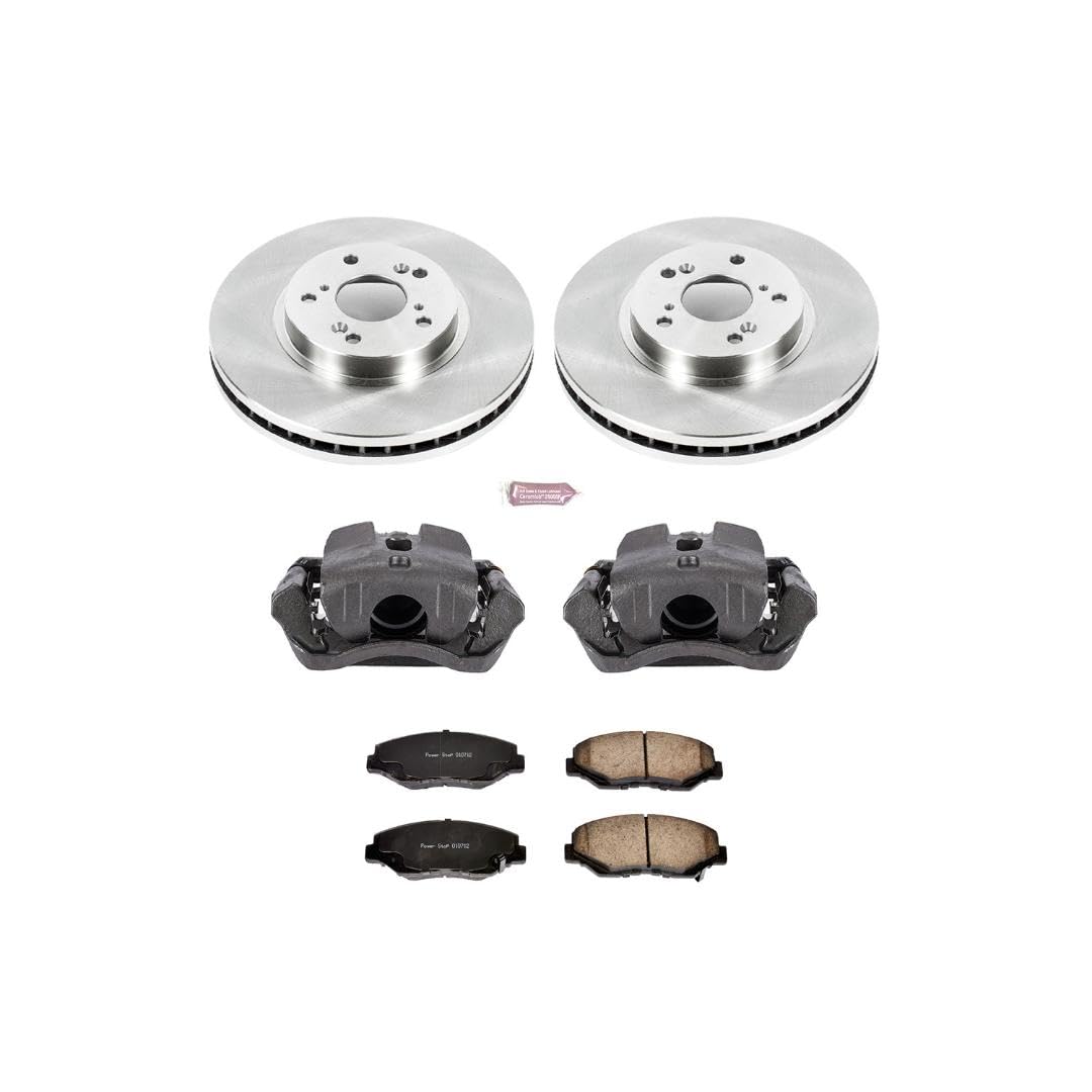 Power Stop KCOE2302 Replacement Autospeciality Front Caliper Kit- OE Rotors, Ceramic Brake Pads, Calipers For Honda Pilot 2003-2008 [Model Specific]