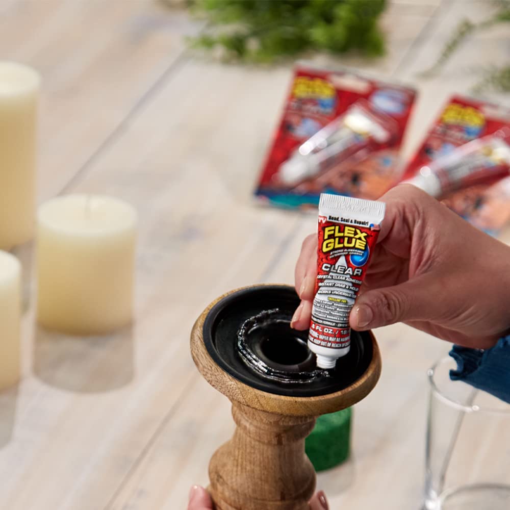Mini Flex Glue, Clear, 3-Pack, Super Strong, Transparent, Rubberized Waterproof Adhesive, Works Underwater, Use on Pools, Showers, Outdoors, Concrete, Brick, Pavers, Masonry, UV Resistant