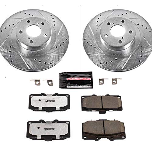 Power Stop K2367-26 Z26 Carbon Fiber Brake Pads with Drilled & Slotted Brake Rotors Kit For Subaru Impreza 2006-2007 [Model Specific]