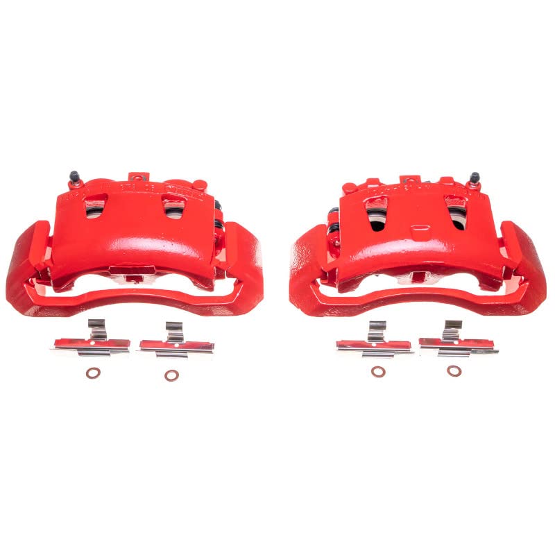 Power Stop S4744 Front Pair of High-Temp Red Powder Coated Calipers
