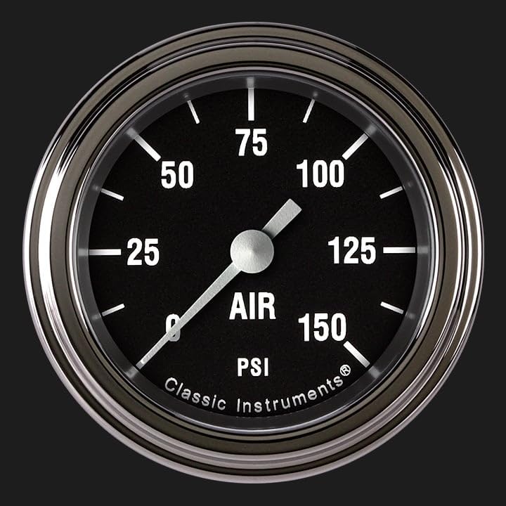 Hot Rod Classic Instruments HR118SLF 2-1/8" Air Pressure Gauge 150 PSI Electric
