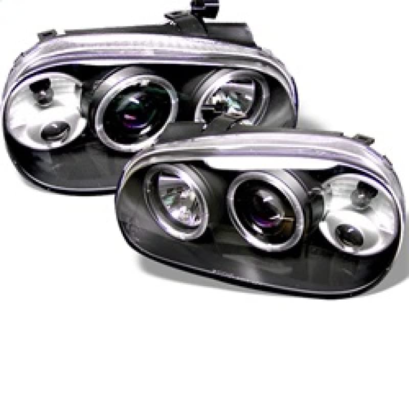 LED Halo Spyder Auto Projector Headlights Black/Clear 5012159