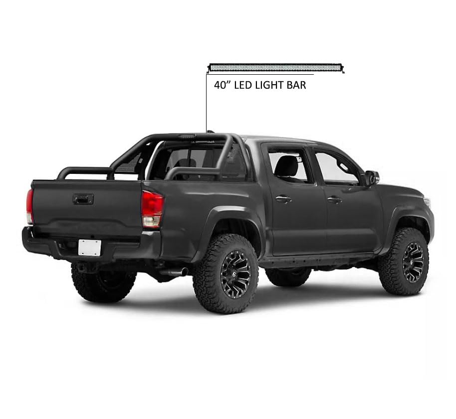 Gladiator Black Horse Roll Bar Modular Black W/40 LED Light Bar Compatible with 2015-2024 GMC Canyon/Chevrolet Colorado/Toyota Tacoma-GLRB-03B-KIT