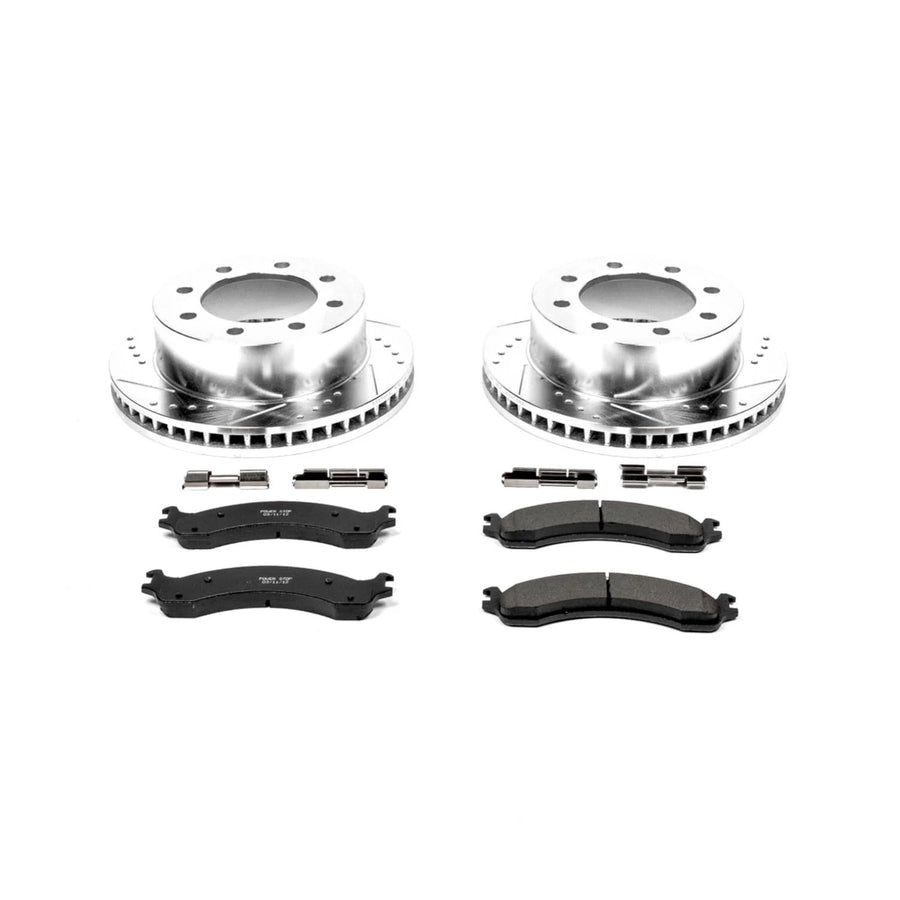 Power Stop K2156 Z23 Carbon Fiber Brake Pads with Drilled & Slotted Brake Rotors Kit For Dodge Ram 2500 2000-2002, Dodge Ram 3500 2000-2002 [Model Specific]