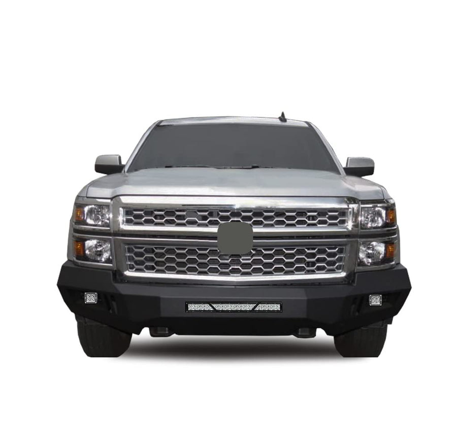Heavy Duty Black Horse Armour Front Bumper Includes 1 20in LED Light Bar, 2 Sets of 4in Cube Lights Matte Black Compatible with 2014-2015 Silverado 1500-AFB-SI14-KIT