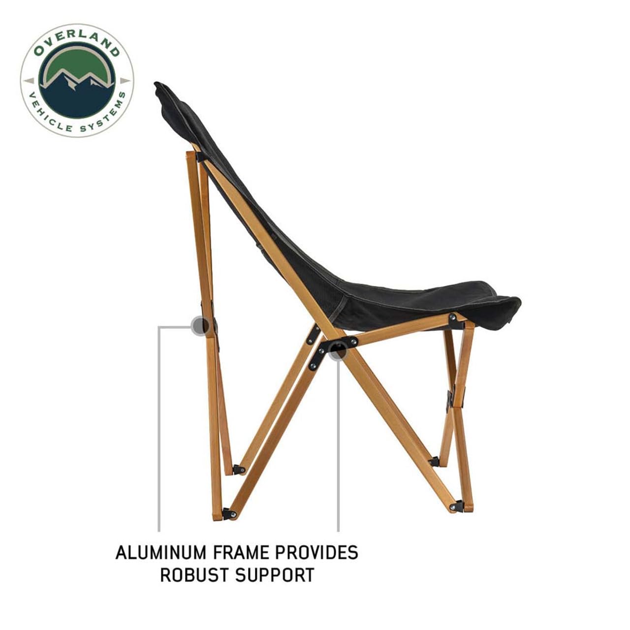 Kick It Camp Chair - Overland Vehicle Systems Black Canvas Body with Wood Base & Storage Bag