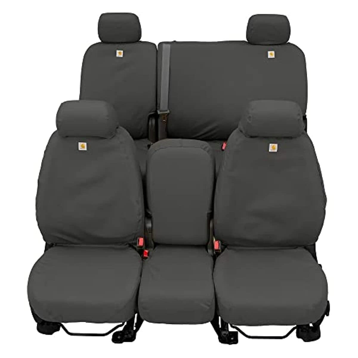 Covercraft Custom Seat Covers Carhartt SeatSaver | Fits Select Cadillac/Chevrolet/GMC Models | 1st Row Bucket Seats, Duck Weave Gravel