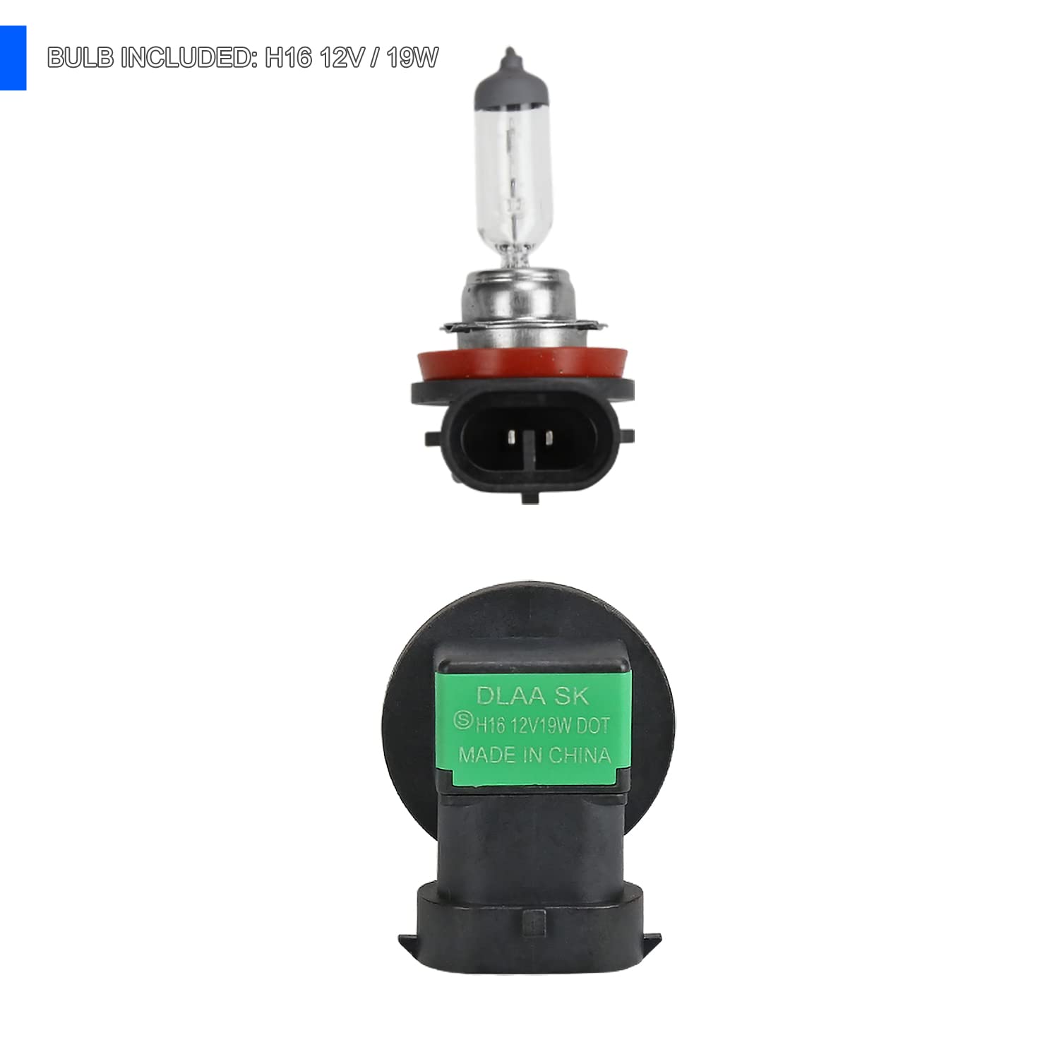 Fog Lights + H16 Bulbs + Switch + Wiring SPEC-D TUNING Compatible with 2016-2020 Mitsubishi Outlander, L+R Pair Assembly