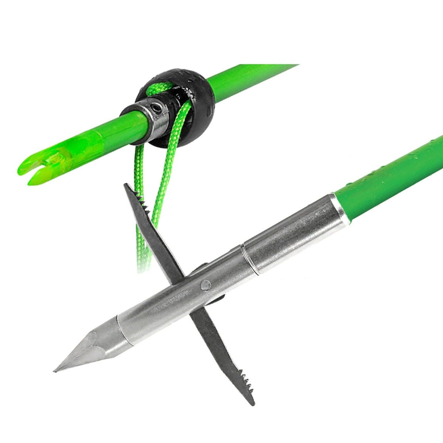 Carpedo TRUGLO Durable Hunting Bowfishing Arrow w/Slide Safety System - 575 Grain Point, 6-Sided Tip, Mechanical Toothed Barbs