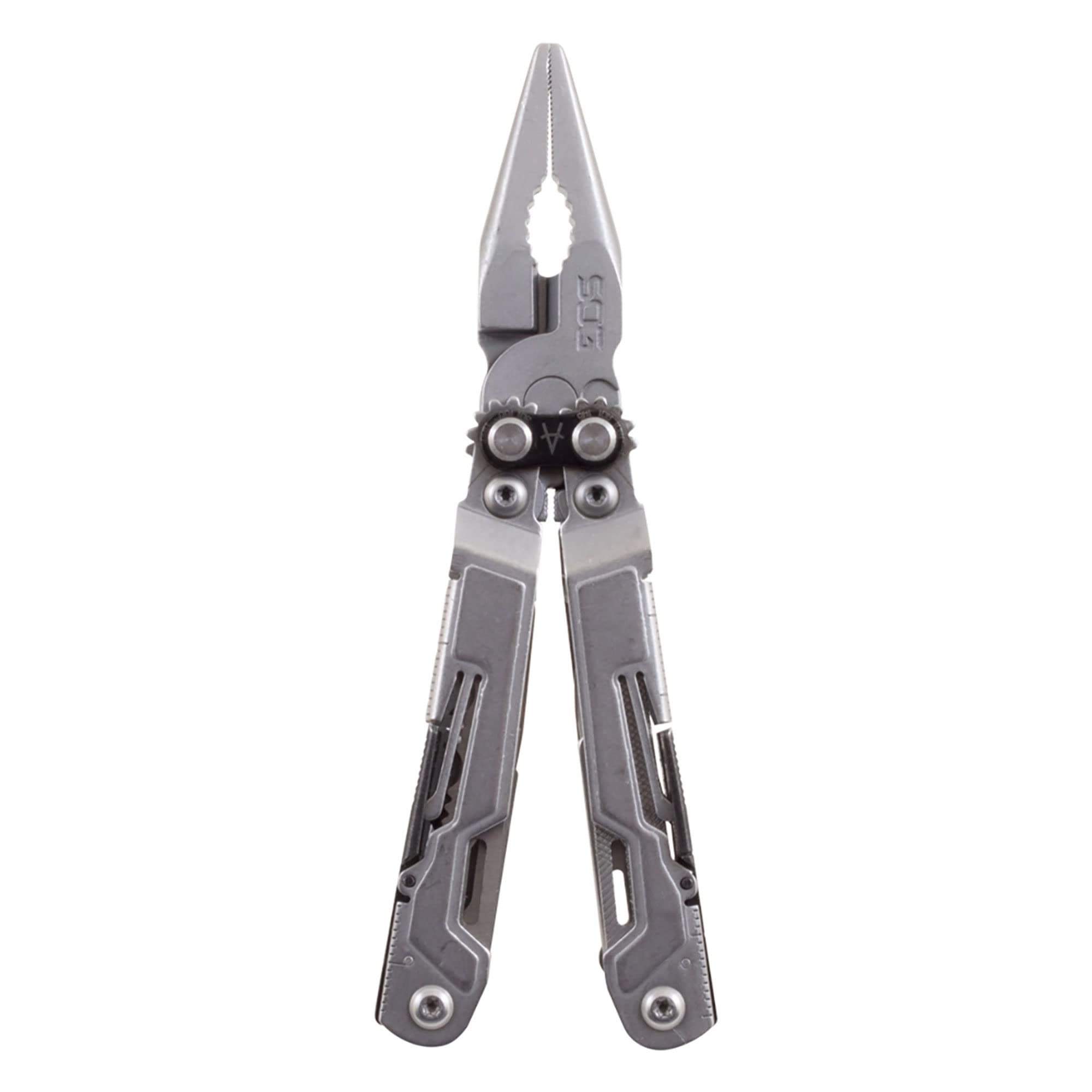 SOG Mini PowerPint Compact Stainless Steel Multi-Tool | 18 Lightweight Specialty Tools & SOG Pliers Pocket Knife, Stone Wash