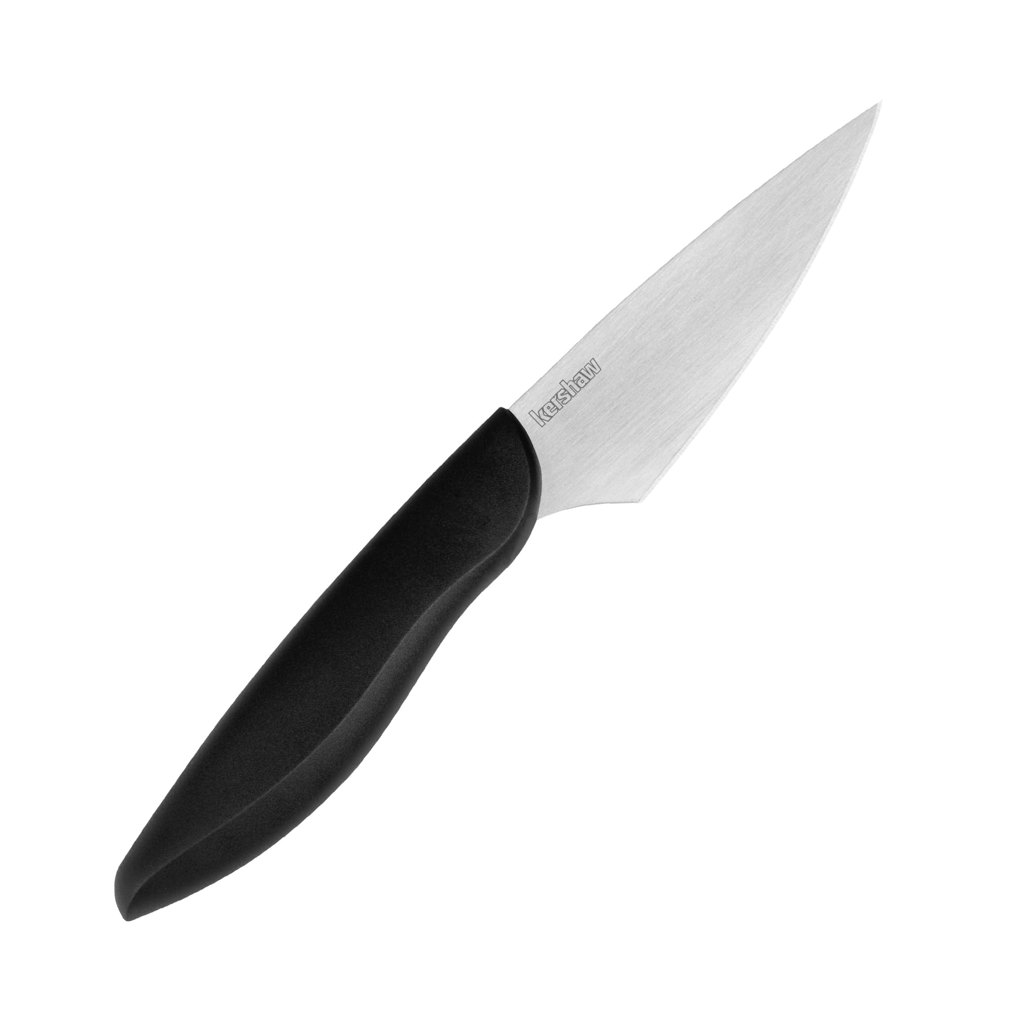 3.5” Kershaw Paring Kitchen Knife, Black Design, 3.5 Inch Stainless Steel Plain Edge Blade, Polypropylene Handle, Includes Sheath, Paring Knife for Herbs, Fruit, Vegetables and More
