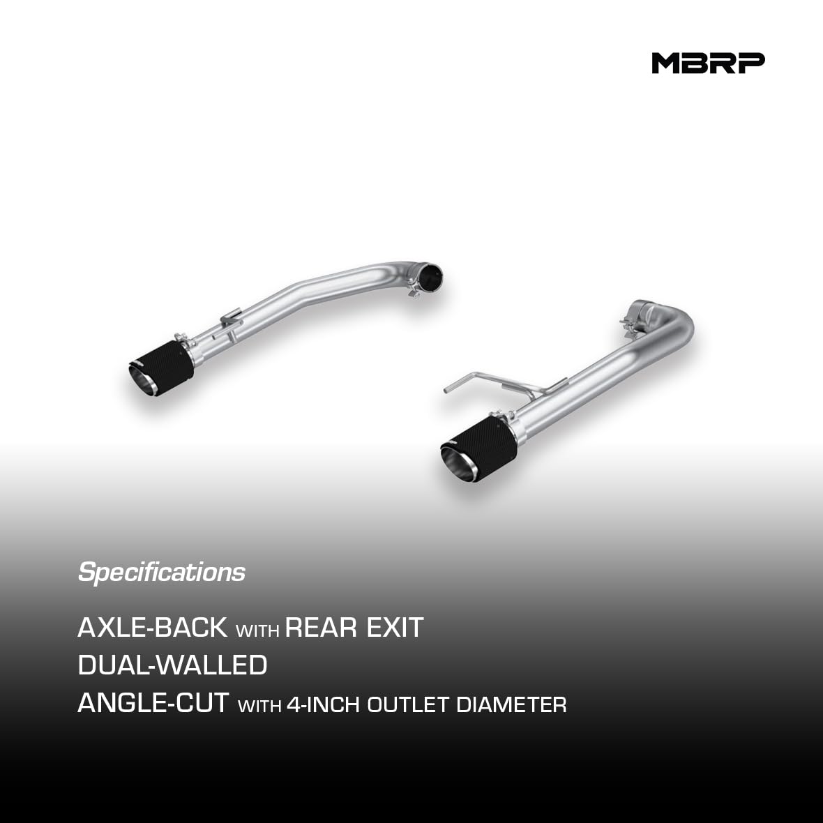 15-17 Ford Mustang GT MBRP 5.0L T304 Stainless Steel 2.5in Axle-Back with Carbon Fiber Tips - S72763CF