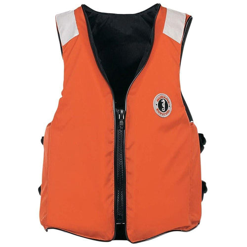 Classic Industrial Vest Mustang Survival w/Solas Tape (Orange - S) - USCG Approved, Fast tab Attachment, Solas, mesh Lining, Side adjustments
