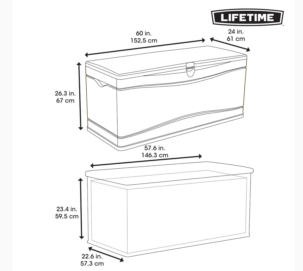 60012 LIFETIME Extra Large Deck Box, 130 Gallon, Desert Sand/Brown