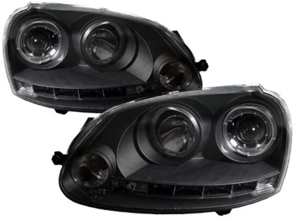 LED Halo Spyder Auto Projector Headlights Black/Clear 5012098