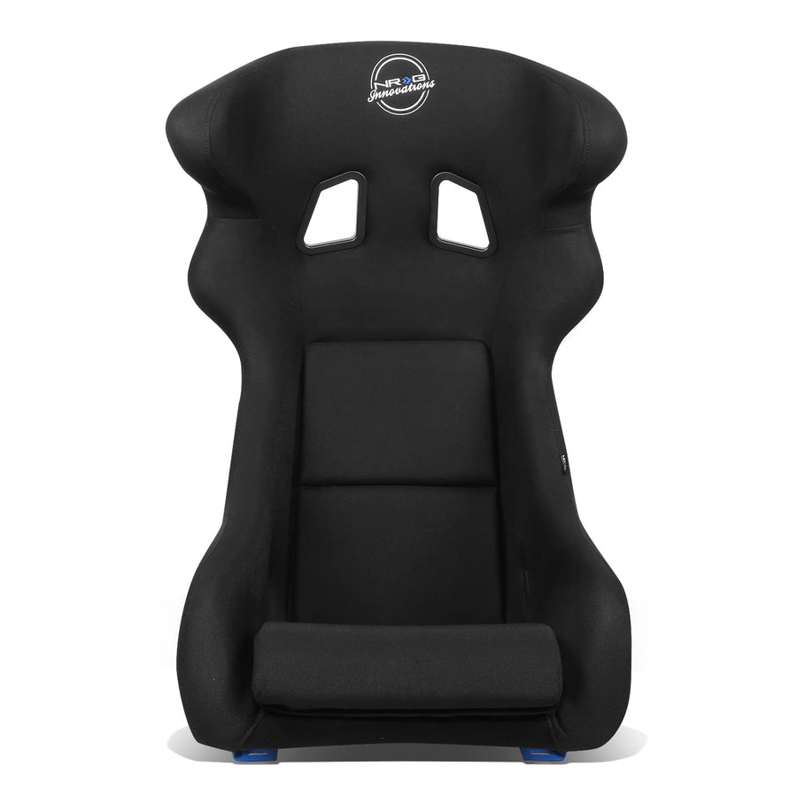 NRG Innovations Arrow Embroidery NRG-FRP-600WT Fixed Back Bucket Racing Seat With Side Mount Brackets,White Fiberglass Shell/Black Fabric Seat Cover, 34.5" H X 24" W X 21" D