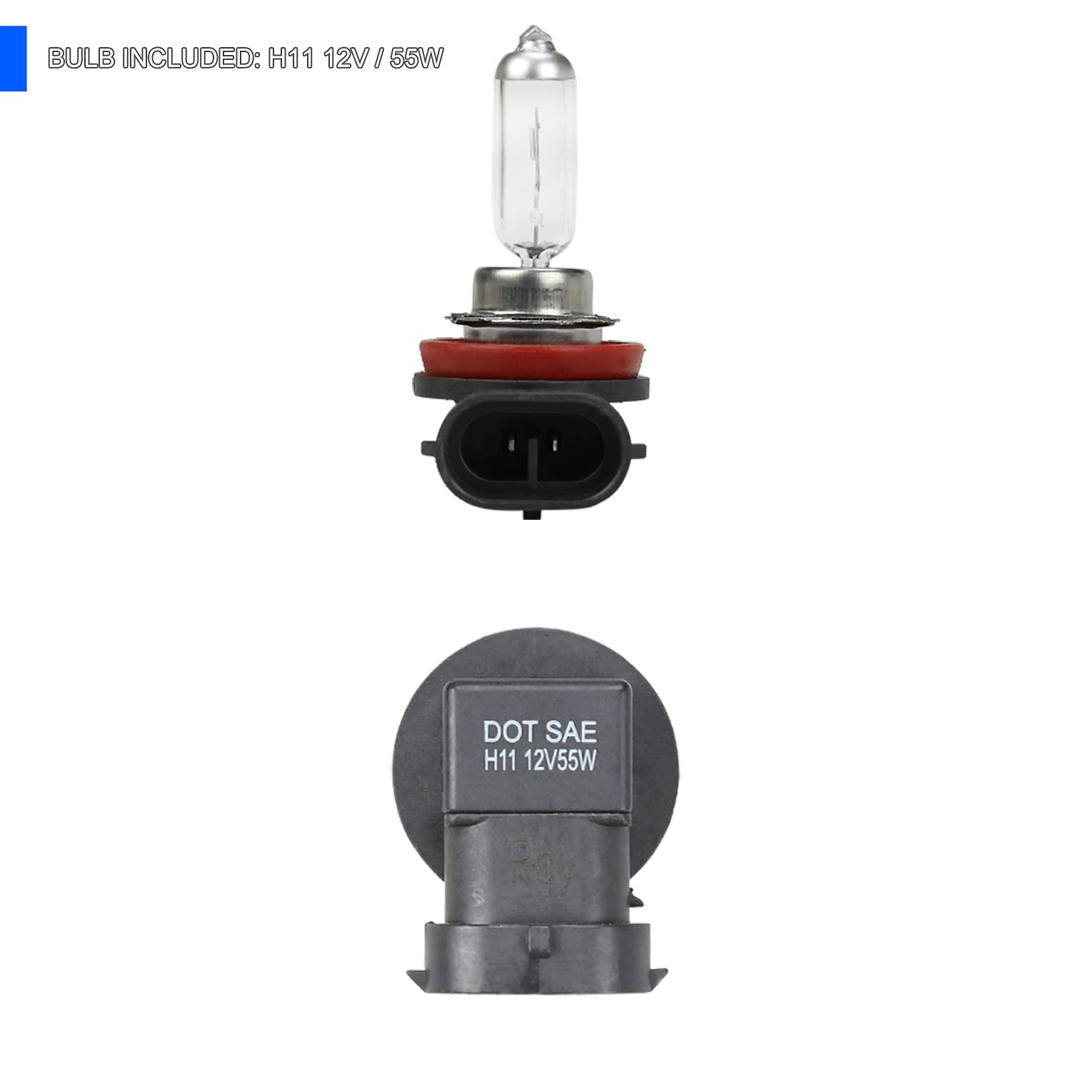 Fog Lights SPEC-D TUNING + H11 Bulbs Compatible with 2018-2019 Toyota Sienna, L+R Pair Assembly