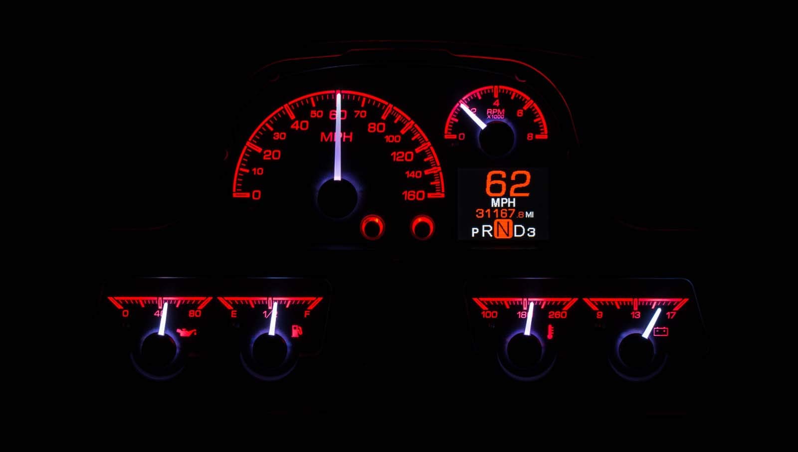Dakota Digital HDX-62T-FJ-S Dash Gauge System Compatible with 1962-84 Toyota FJ Customizable Silver Alloy