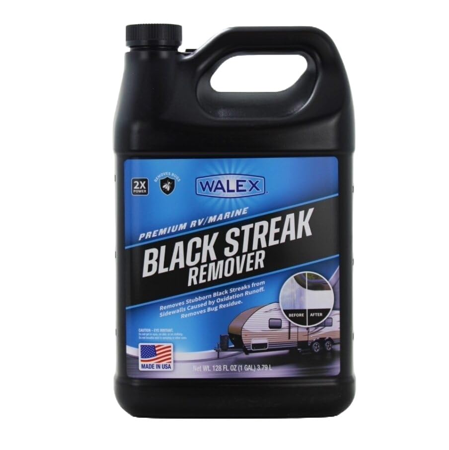 Walex RV/Marine Premium Black Streak Remover - Powerful Exterior Cleaner for RVs, Campers, and Boats, Restores Original Shine, Removes Tough Stains & Scuff Marks, Easy Application, 1 Gallon