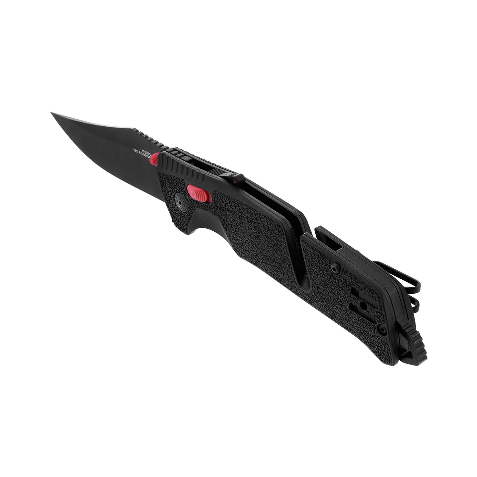 Ambidextrous SOG Trident Professional Straight Folding Knife | Heat-Treated CRYO D2 3.75" Stainless Steel Blade, Black/Red