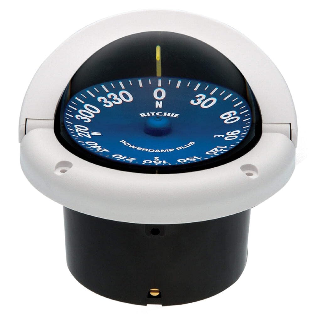 Ritchie SS-1002W Navigation Supersport Flush Mount Compass, White with Blue Dial, 3-3/4-Inch, Model:3003.2278