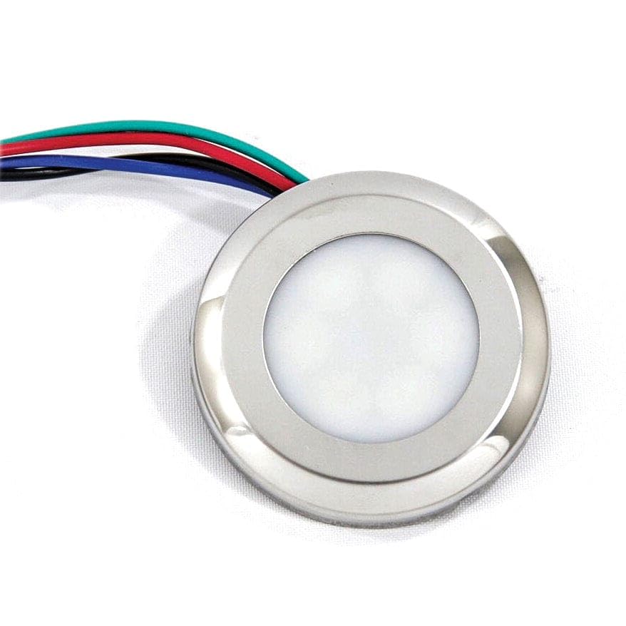 Recessed T-H Marine LED Puck Light | Low Profile 9-LED Lights for Boat Cabinets, Rod Lockers, Compartments, etc | Includes Chrome, White, Black Bezels | RGB, 3" Diameter, 2" Cutout
