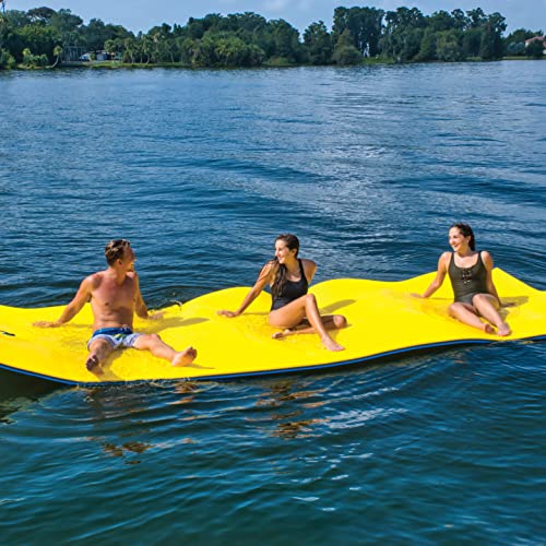 WOW Sports 16X6ft CHILLRAFT Floating Foam Water Mat, Lily Pad, Blue Black and Yellow