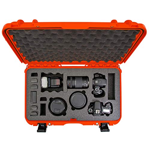 Waterproof Nanuk 935 Hard Case with Foam Insert for Canon, Nikon - 2 DSLR Body and Lens/Lenses - Orange (935-EDSLR3)