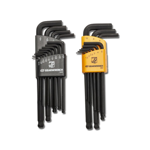 22 Piece GEARWRENCH SAE/Metric Magnetic Ball End Long Arm Hex Key Set - 83526
