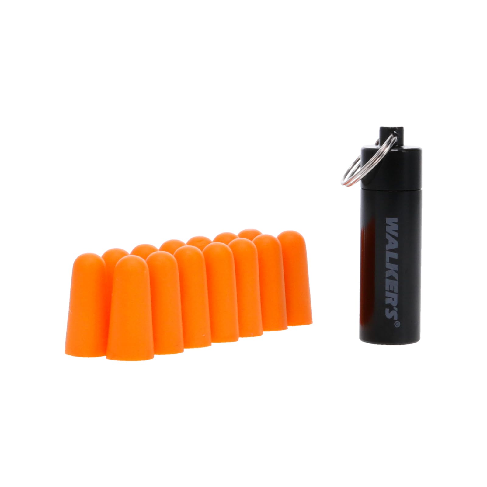 7 Pairs Walker's Neon Orange Foam Ear Plugs with Black Aluminum Canister