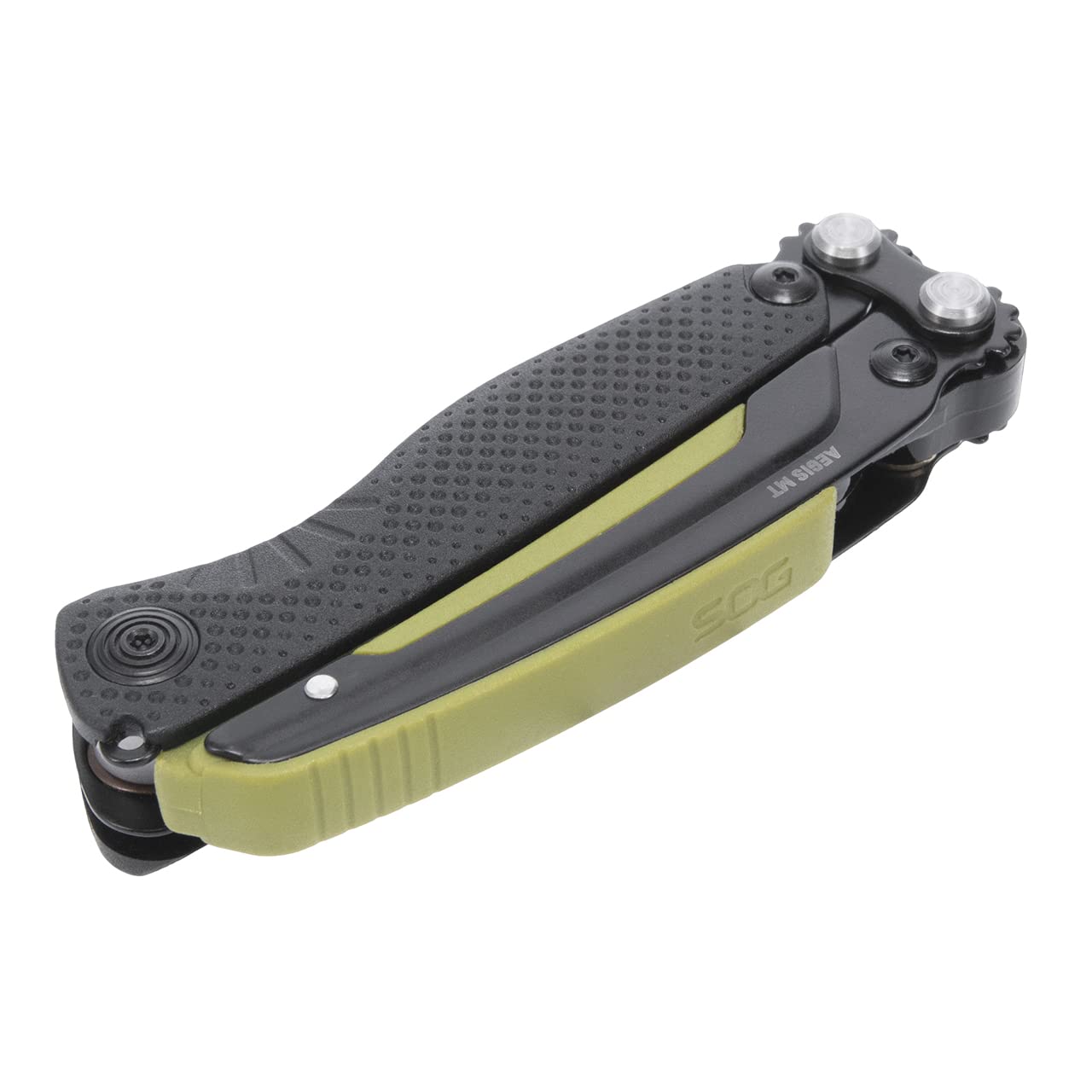 SOG Aegis MT Compact Lightweight Multi-Tool for Outdoor Use with Stainless Steel Clip-Point Blade and Pliers, Black/Moss