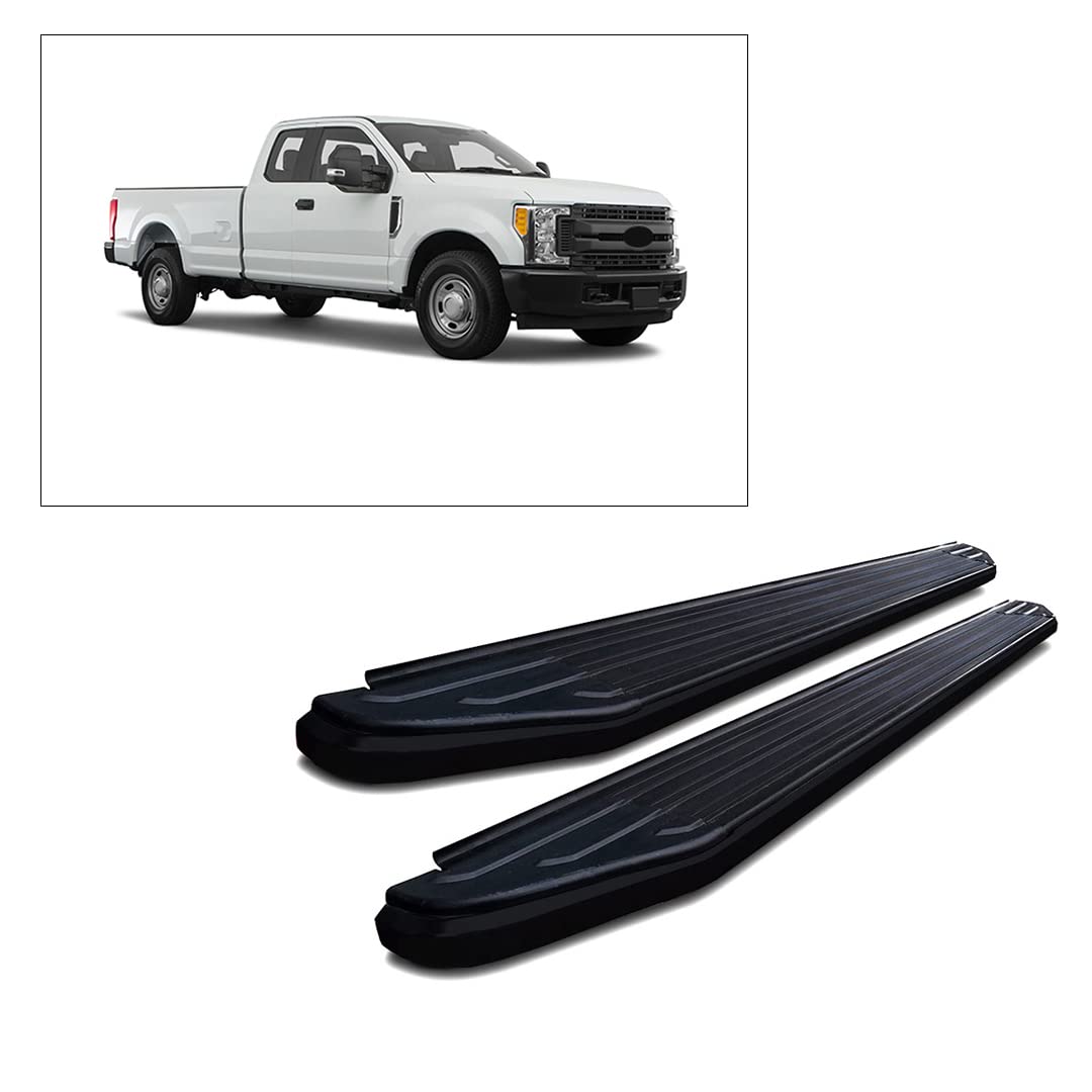 Peerless Black Horse Running Boards Compatible with 2017-2023 Ford F-250/F-350/F-450/F-550 Super Duty|2015-2023 Ford F-150-PR-F279BK