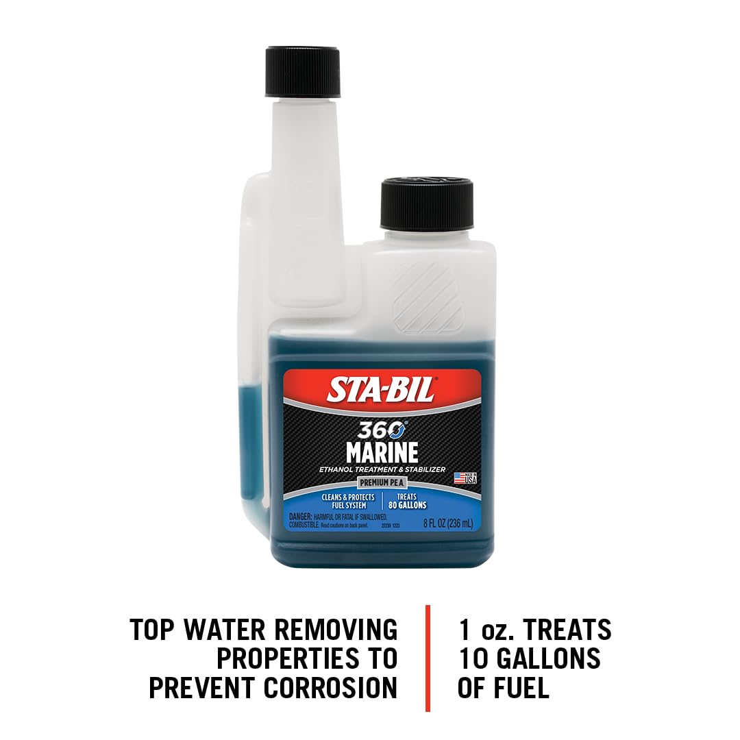 STA-BIL 360 Ethanol Treatment Marine and Fuel Stabilizer - Prevents Corrosion - Helps Clean Fuel System For Improved In-Season Performance - Treats Up To 80 Gallons, 8 fl. oz. (22260)