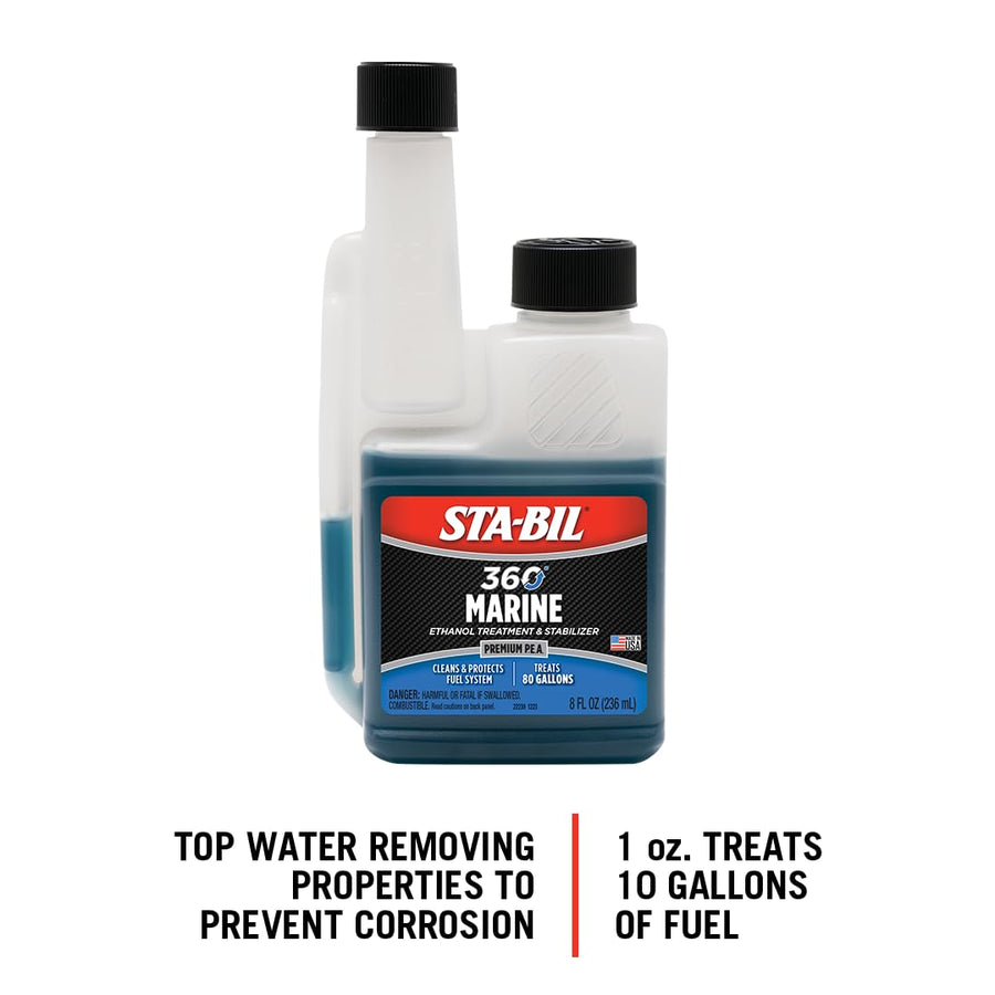 STA-BIL 360 Ethanol Treatment Marine and Fuel Stabilizer - Prevents Corrosion - Helps Clean Fuel System For Improved In-Season Performance - Treats Up To 80 Gallons, 8 fl. oz. (22260)