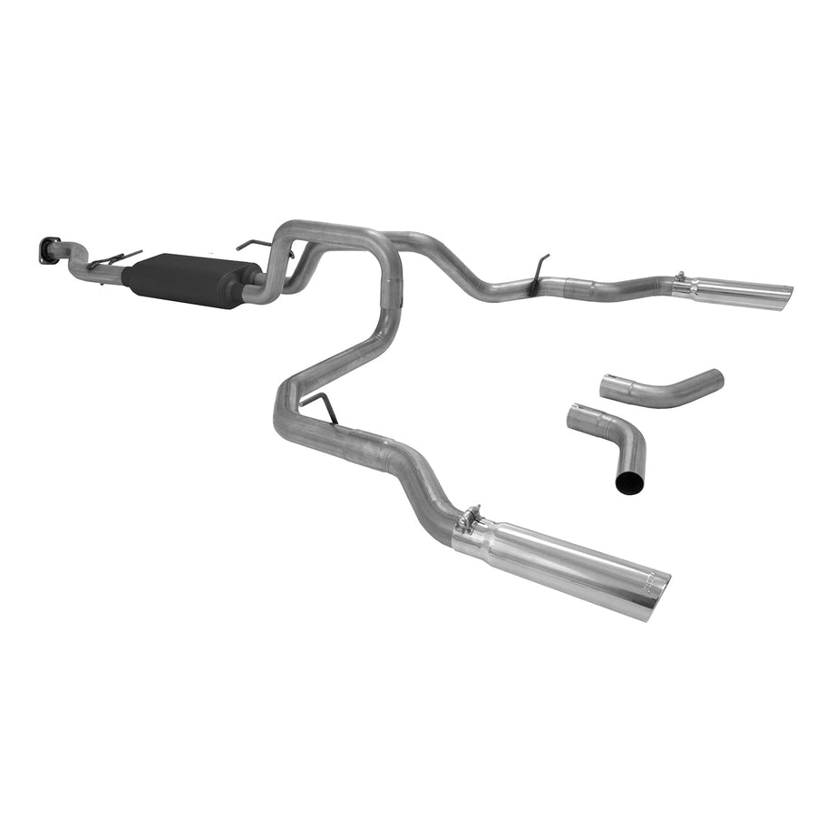 American Thunder Flowmaster 17435 Cat-Back Exhaust Kit Dual 2.5 Inch Aluminized Steel 3 Inch Stainless Tips Compatible with 1999-2007 Classic Chevy Silverado GMC Sierra 1500 4.8 5.3L Std Cab Short Bed