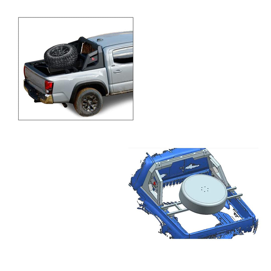 Stark Tire Carrier Black Black Horse Compatible with 05-25 Tacoma|15-25 Colorado|Canyon|19-25 Ranger|05-25 Frontier|19-25 Jeep Gladiator-STC03