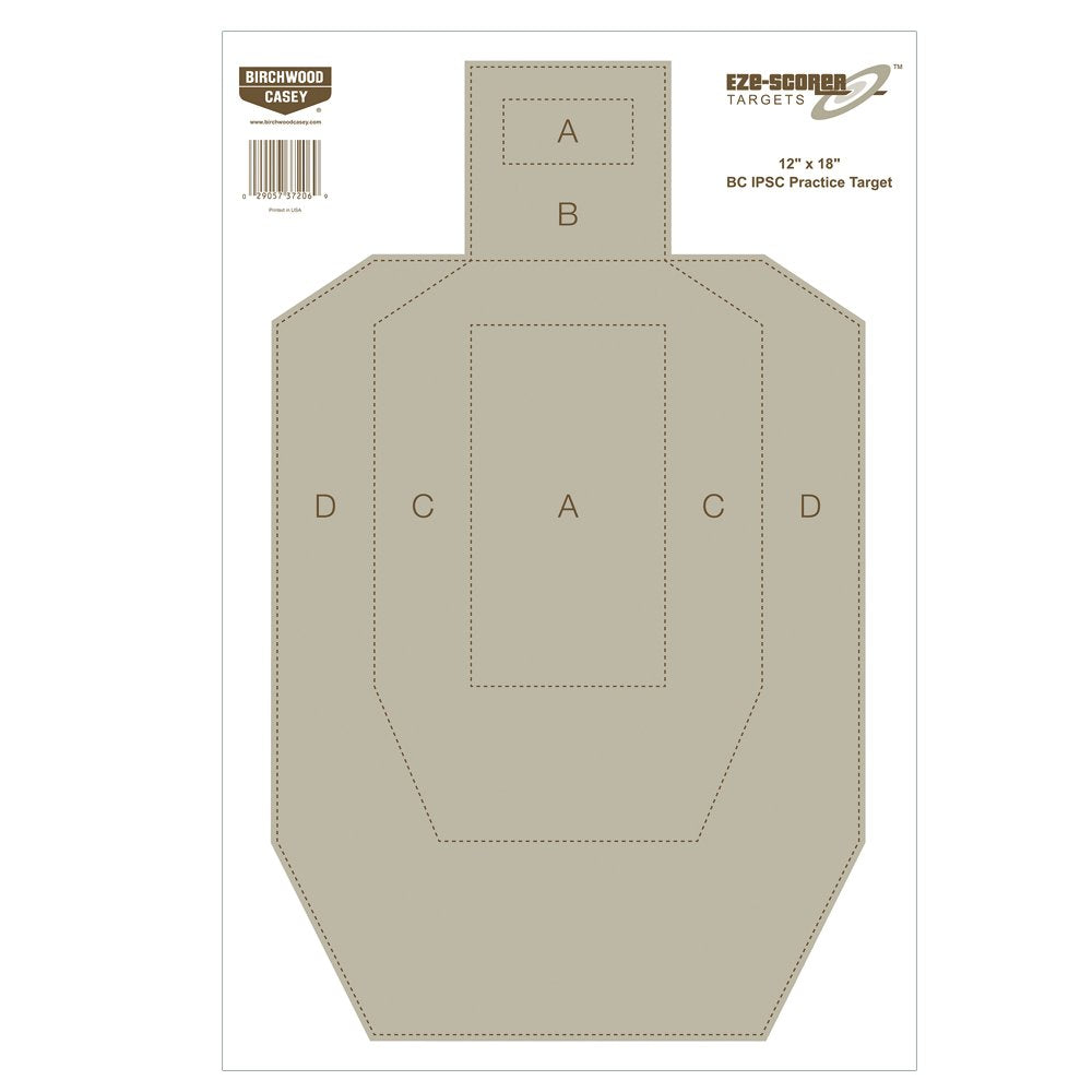 12" x 18" BIRCHWOOD CASEY Eze-Scorer IPSC Practice Shoot-Up Brilliant White Paper Targets for Indoor and Outdoor Use, 100 Targets