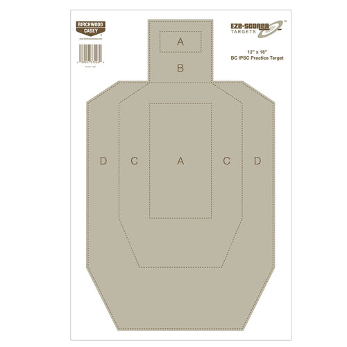 12" x 18" BIRCHWOOD CASEY Eze-Scorer IPSC Practice Shoot-Up Brilliant White Paper Targets for Indoor and Outdoor Use, 100 Targets