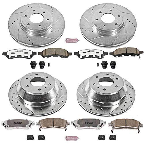 Power Stop K1454-26 Z26 Carbon Fiber Brake Pads Front and Rear with Drilled & Slotted Brake Rotors Kit For Chevrolet Trailblazer 2006-2009, Saab 9-7x 2008-2009 [Model Specific]