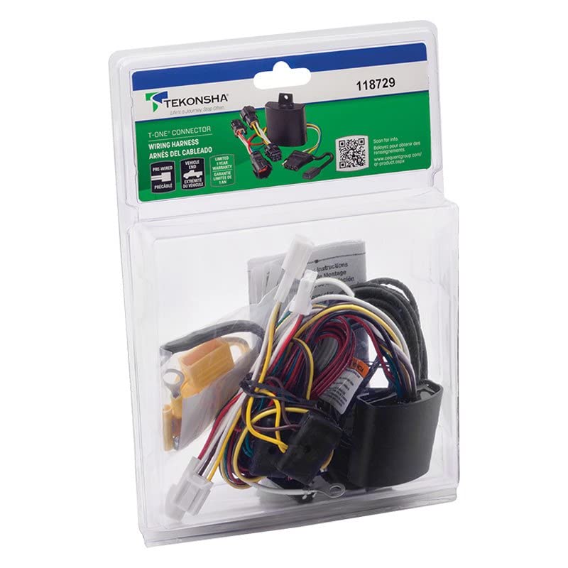 Tekonsha T-One® Harness T-Connector, 4-Way Flat, Compatible with Select Scion iM : Toyota Corolla, Corolla iM